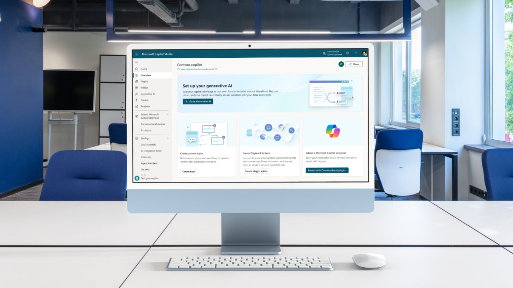 Microsoft Copilot Studio num ambiente de trabalho moderno